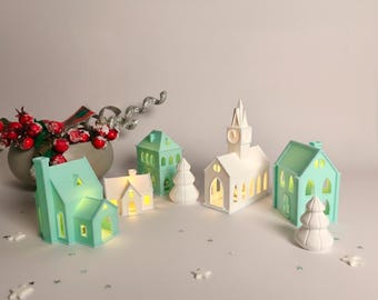 Digital STL file Christmas Village Houses  - Mini Holiday House 3D Print File