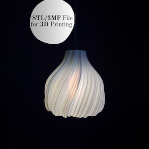Modern Wavy Lamp Shade 3D Print File 3mf - Sculptural Light Pendant Model - Digital Download