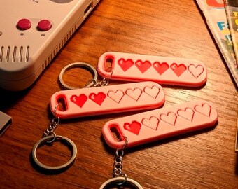 Pixel Heart Life Bar Keychains STL/3MF 3D Printing File - Digital Download