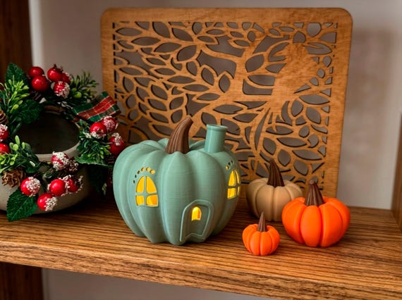 3D Printed Pumpkin House STL File: Fall Decor Light (Digital Download)