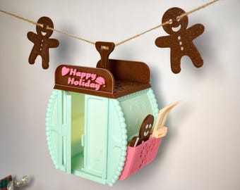 STL 3D Print File Christmas Cable Car Lantern | Gingerbread Gondola Hanging Garland with LED Light | Holiday Decor | 3MF Digital Download
