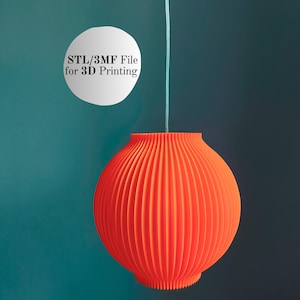 Ribbed Ball Pendant Lampshade 3D Print File STL/3mf - Round Lamp Shade - Digital Download