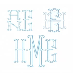 2 Size Package 2.5" and 3.5" Two Type Fishtail Outline Satin Stitch 4x4 Embroidery Machine Font Instant Download Herrington Design
