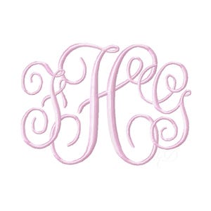 May include: A light pink monogram featuring the letters S, H, and G in a flowing, cursive script. The design has a delicate, embroidered appearance with swirling embellishments. The letters are intertwined, creating a personalized and elegant aesthetic.