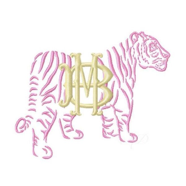 Open Monogram Tiger Chinoiserie Chic  Embroidery Machine Design Herrington Design Instant Download All Formats
