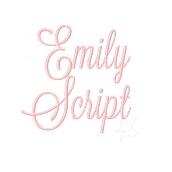3 Sizes 1", 1.5", 2.5" Emily Satin Script Embroidery Machine Font Instant Download Herrington Design All Formats