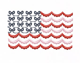 Bow Scalloped Flag Original Herrington Design Embroidery Machine Design Instant Download PES BX All Formats