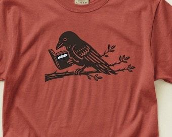 Crow Shirt, Bird Book Lover, Oversize, Womens, Mens, Comfort Colors T-shirt