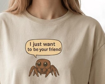 Camiseta con estampado de araña saltarina, top con estampado de arácnido, ropa para amantes de la naturaleza.