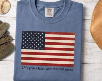 Comfort Colors America 250th Anniversary Shirt, 250 Years Later and Tea Still Sucks Tee, 1776 2026 Patriotic Shirt, Funny 4th of July Tee