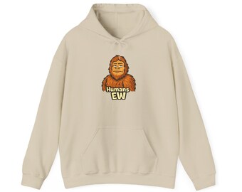 Sudadera con capucha de Pie Grande de Humans EW / Sudadera divertida con cara de Sasquatch disgustada