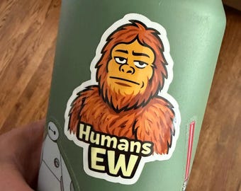 Divertida pegatina de Bigfoot Sasquatch, calcomanía de vinilo de críptido gruñón, regalo para botella de agua de portátil para introvertidos