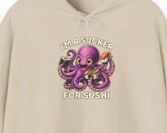Sudadera con capucha de pulpo y sushi / Sudadera divertida para amantes de los mariscos