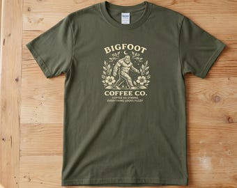Bigfoot Coffee Company TShirt Sasquatch Coffee Logo Tee