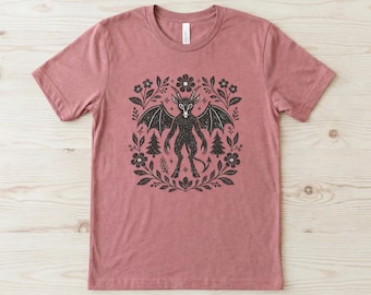 Cottagecore Jersey Devil Cryptid Tee  Boho Mythical Beast