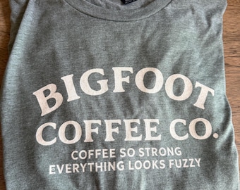 Bigfoot Coffee Company TShirt Sasquatch Coffee Logo Tee
