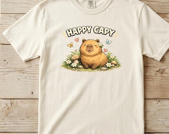 Happy Capy Funny Capybara Shirt | T-Shirt, Comfort Colors Style