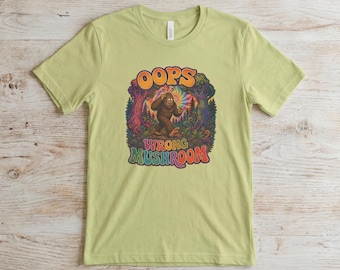 Psychedelic Bigfoot Magic Mushroom T-Shirt  Funny Cryptid tie dye Tee