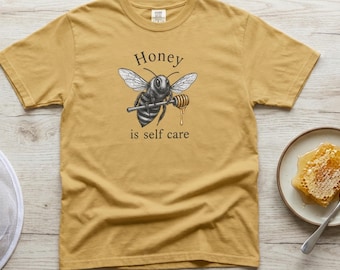 Vintage Honey Bee Self Care Shirt, Beekeeper Tee, Mens Womens Comfort Colors T-Shirt