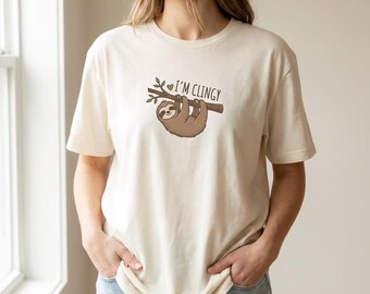 Camiseta con humor sobre relaciones con perezosos pegajosos, camiseta con ilustración gráfica