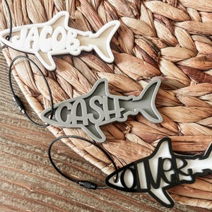 Custom Shark Name Keychain: Personalized Backpack Tag