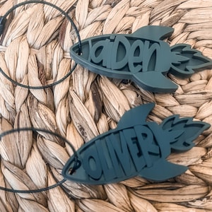 Personalized Rocket Name Tag: Custom Acrylic Backpack Charm