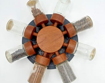 MCM 1964 Digsmed TEAK Denmark Spice Wheel Rack Rotating Danish