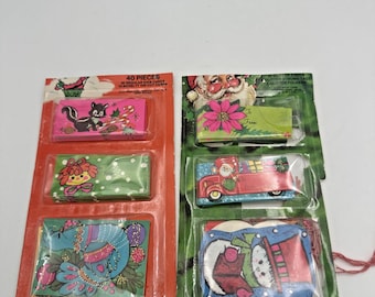 Étiquettes scintillantes vintage pour cadeau de Noël