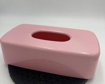 Överdrag till näsduksask i plast från 50-talet, rosa, Cottagecore