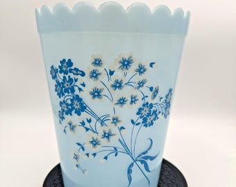 Papelera de baño con estampado floral azul