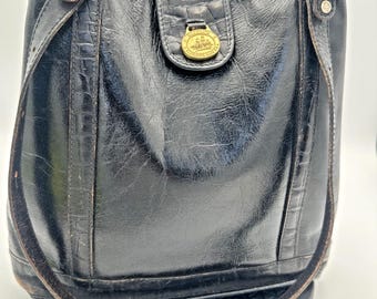 Vintage Brahmin Black Leather Bucket Style Purse