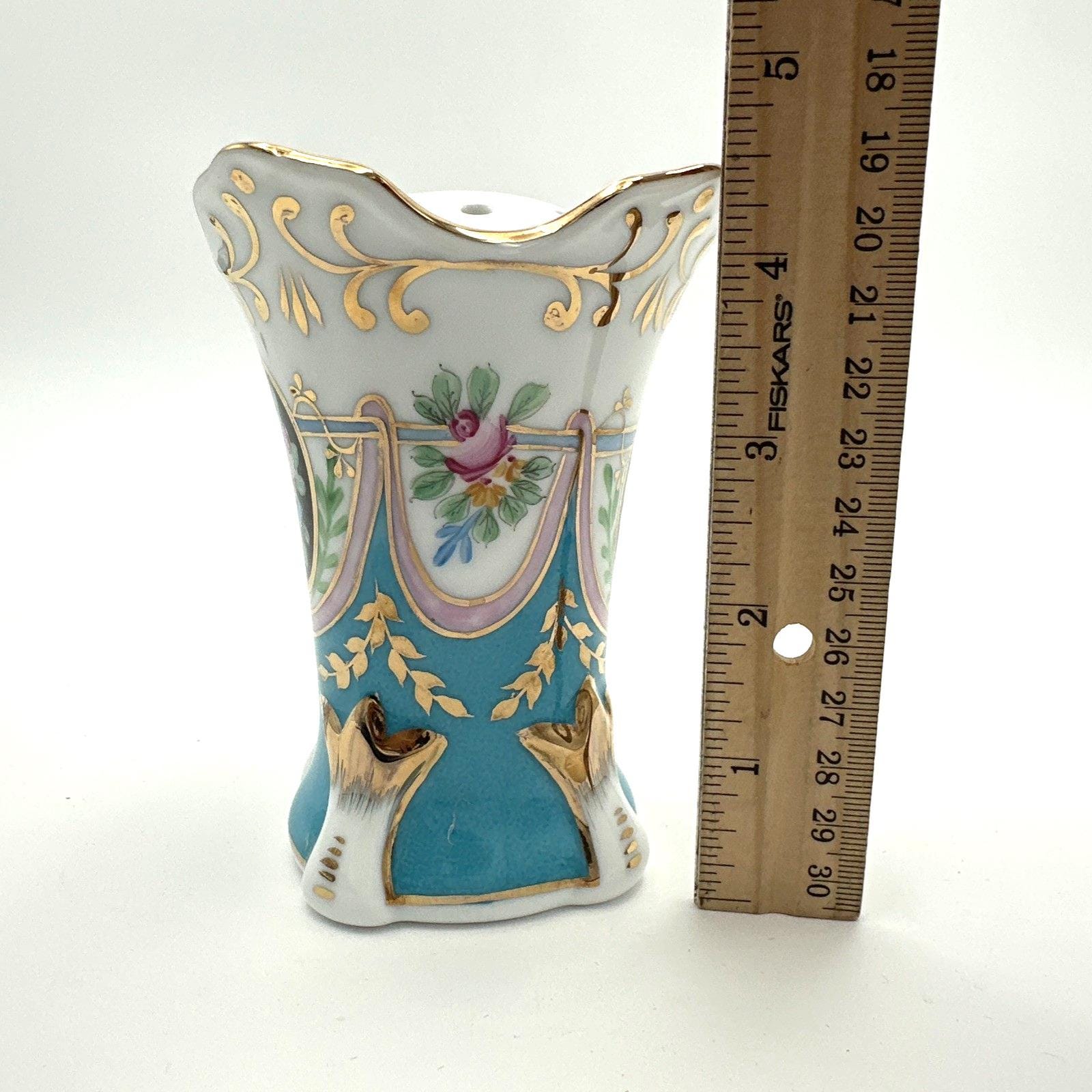 Antique Limoges France Hat Pin Holder 9-hole Porcelain  display picture 2