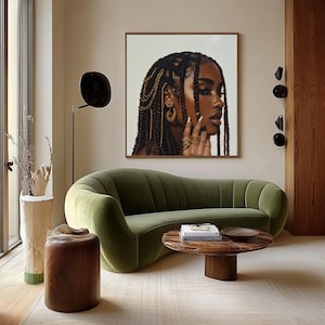 Black Woman Art Black Girl Wall Art African American Portrait Braided Hair Art Natural Hair Print Black Art for Bedroom Living Room Decor