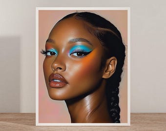 Black Art Poster Black Woman Art Black Girl Art Melanin Poster Soft Black Girl Era Decor Afrocentric Wall Art Black Woman Wall Decor