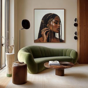 Black Woman Art Braided Hair Wall Art African American Beauty Print Black Girl Magic Portrait Melanin Art Beaded Braids Black Girl Print