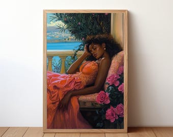 Black Woman Wall Art Poster Black Girl Art Melanin Poster Soft Black Girl Era Decor Black Woman Poster Afrocentric Wall Art Black Art