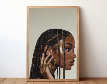 Black Girl Wall Art Poster Black Woman Art Melanin Poster Soft Black Girl Era Decor Afrocentric Wall Art Black Girl Bedroom Wall Decor