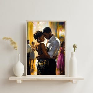 Black Love Wall Art Black Couple Dancing Art African American Romance Print Elegant Black Art Decor Printable Art Gift For Him Her Bedroom