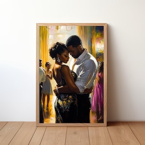Black Love Wall Art Poster Black Couple Dancing Art Melanin Poster African American Love Wall Art Black Couple Decor Romantic Art