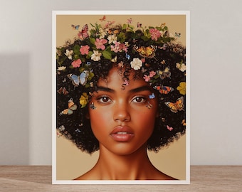 Black Girl Art Poster Black Woman Wall Art Melanin Poster Soft Black Girl Era Decor Afrocentric Wall Art Black Girl Bedroom Decor