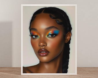 Black Art Poster Black Woman Art Black Girl Art Melanin Poster Soft Black Girl Era Decor Afrocentric Wall Art Black Woman Wall Decor