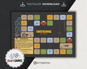 Trinkspiel | 60 Ereigniskarten | Partyspiel für Erwachsene | Kreatives Brettspiel | Digitaler Download zum Ausdrucken A4/A3
