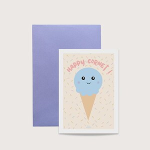Carte de voeux - happy cornet - anniversaire enfant - avec enveloppe assortie