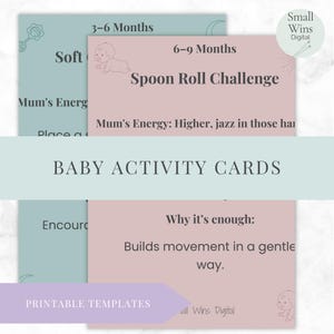 Cartes à jouer pour maman – 20 idées de jeux à imprimer pour bébé (0-12 mois) | PDF et PNG | Trié par âge et énergie de la mère | Doux et sans culpabilité