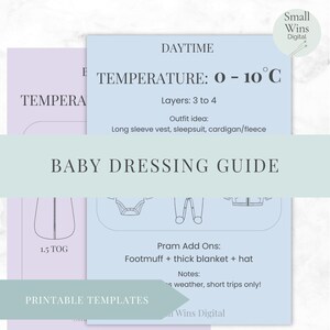 Guide d'habillage de bébé - Tableau des températures diurnes et nocturnes imprimable | Ce que bébé devrait porter pour dormir ou pour sortir par météo