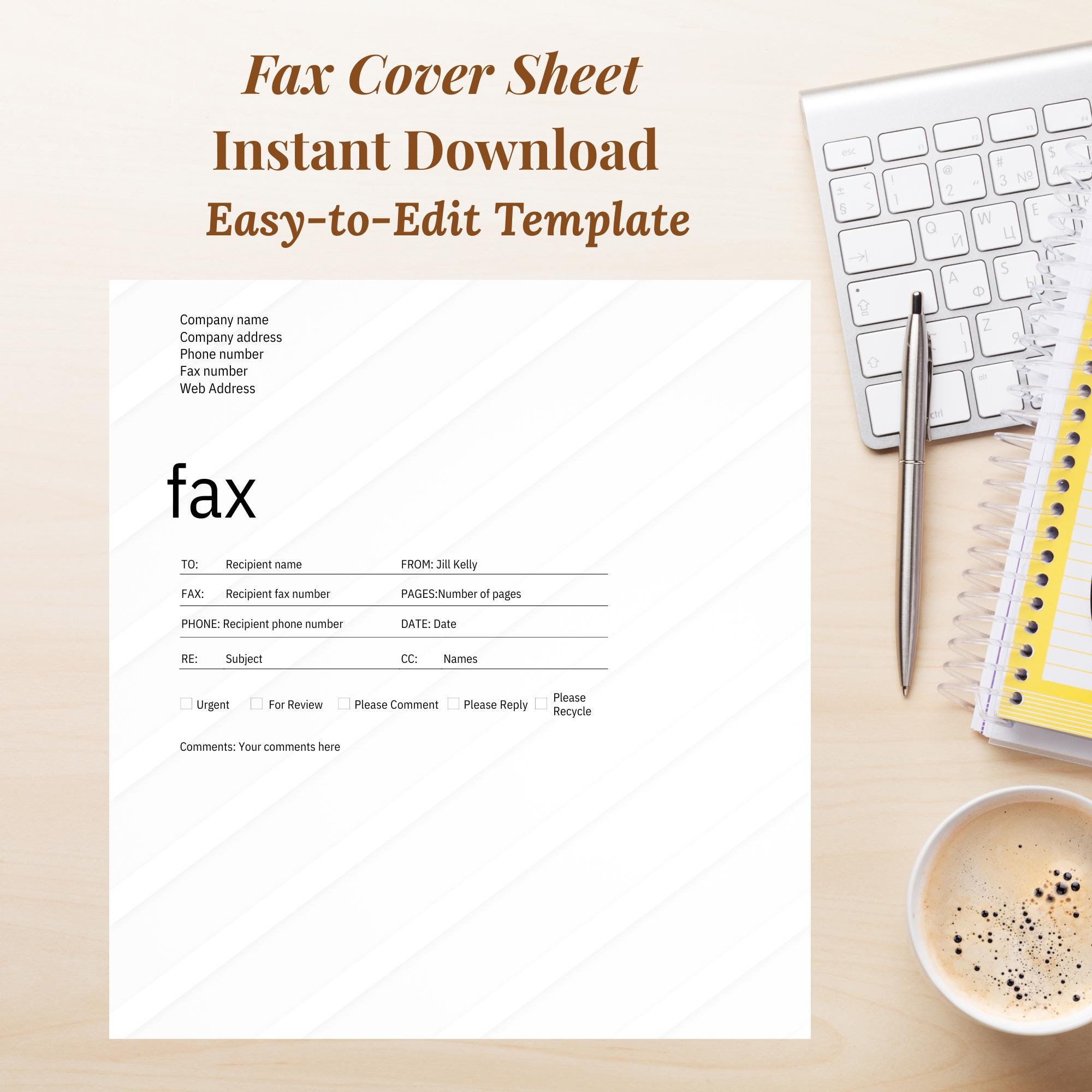 fax-cover-sheet-editable-etsy for Free Printable Fax Cover Sheet No Download Fax Cover Sheet Editable - Etsy for Free Printable Fax Cover Sheet No Download