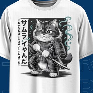 Samurai Cat PNG Clipart: Japanese Warrior Kawaii Animal (Digital Download)