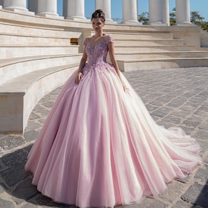 Quinceanera-jurken Blush Pink Quinceañera-jurk met bloemenapplicaties, baljurk, op maat gemaakte Sweet 15-jurk, puffy galajurk, prinsessenjurk