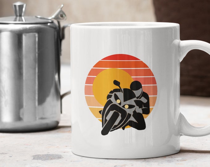 Racing Bike Mug, Sunset Mug, Motorcycle Lover Mug, Motocross Gift, Speed Bike Lover, Speed Bike Lover, Gift for Him