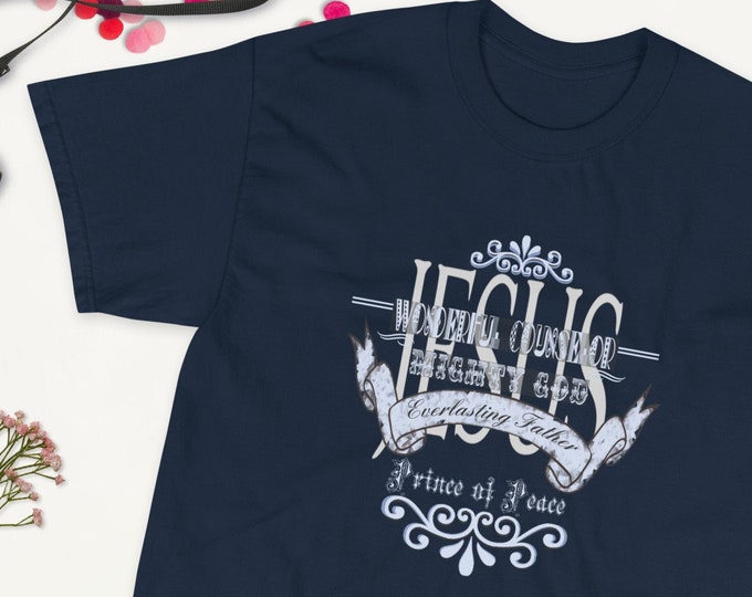 Jesus Wonderful Counselor T Shirt For Men, Faith Based Gifts, Men's Bible Verse T Shirt, Guys Inspirational Shirt